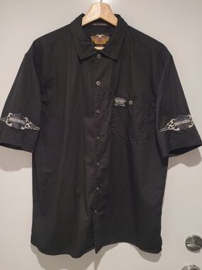 Harley-Davidson Men’s Black Short-Sleeve Button-Up Shirt